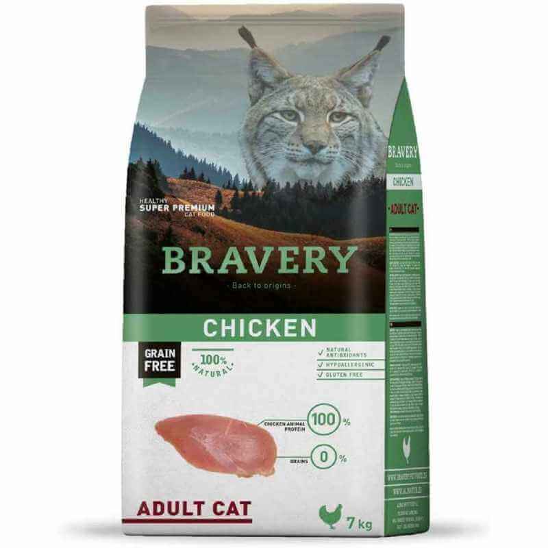 BRAVERY Chat Adulte Stérilisé Sans Céréales au Poulet