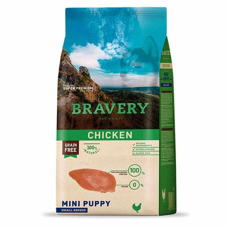 BRAVERY Mini puppy Sans Céréales Poulet 2 KG