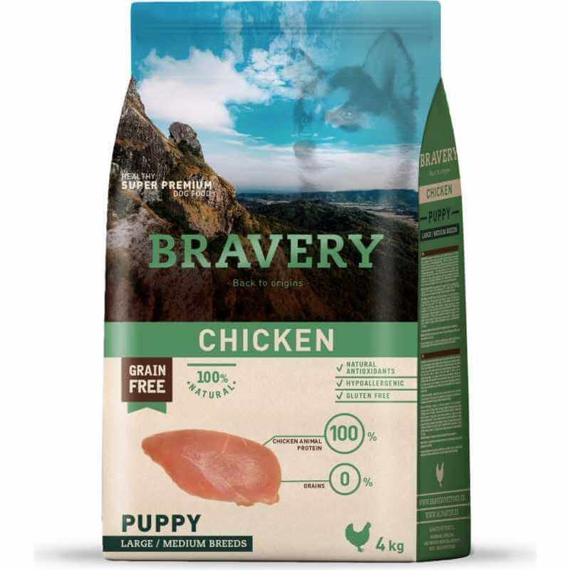 BRAVERY Puppy Medium & Large Sans Céréales Poulet